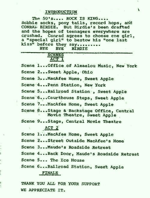 Bye Bye Birdie Program -Aug. 1973- Page 4