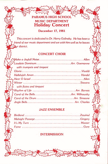 Holiday Concert Program - December 17, 1981, Pg1