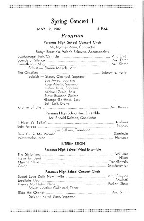 Spring Concert May 12, 1982-Musical Selection
