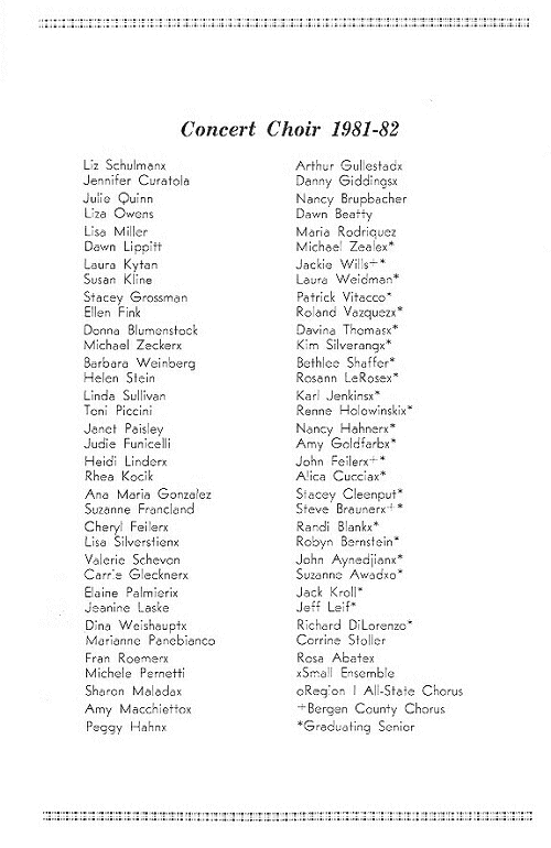 Spring Concert May 12, 1982-Choir Personnel